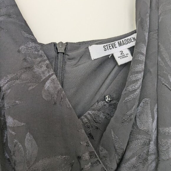 Steve Madden womens black jacquard wrap dress elegant midi size 2 - Picture 2 of 3